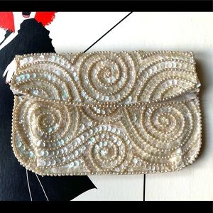 Vintage Faux Pearl and Sequined Evening Bag